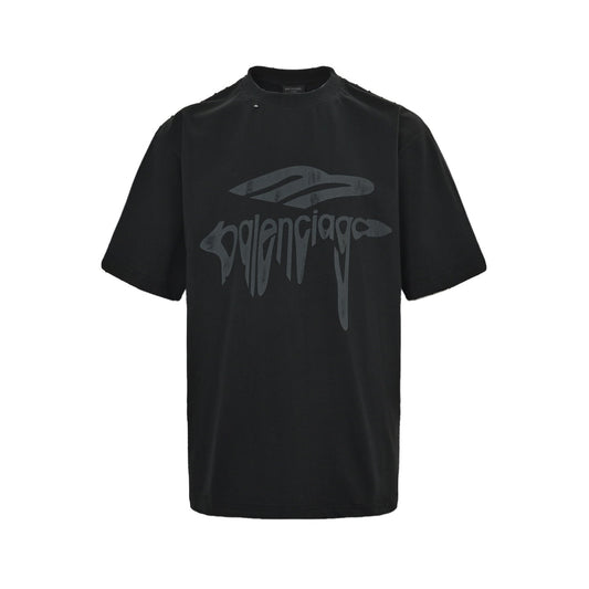 logo dissolving frayed short sleeves