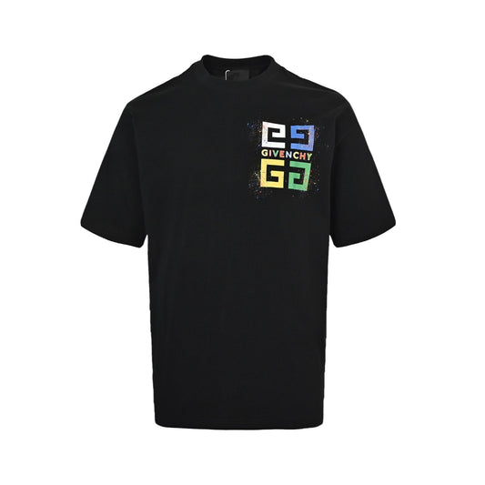 25ss Palace Grid Color Splash Ink Printed Short Sleeve