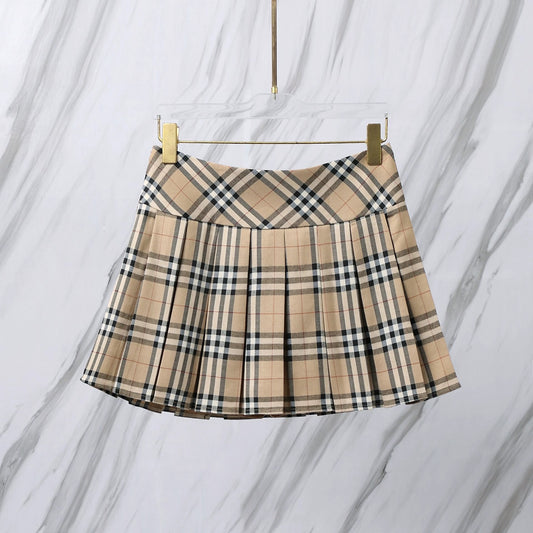 25ss Classic plaid short skirt summer pleated skirt