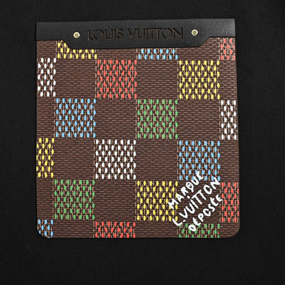25ss checkerboard leather card pocket short sleeved shirt