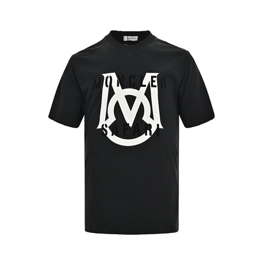flocked letter logo printed short sleeves