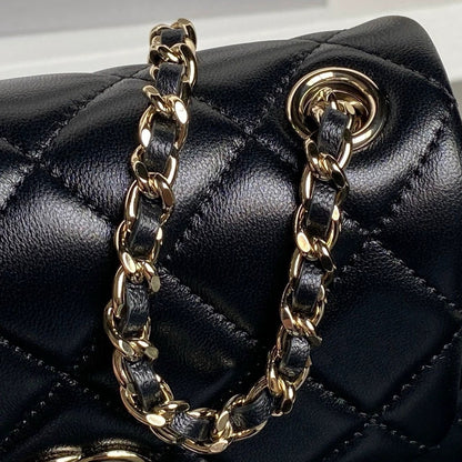 mini black lambskin chain bag