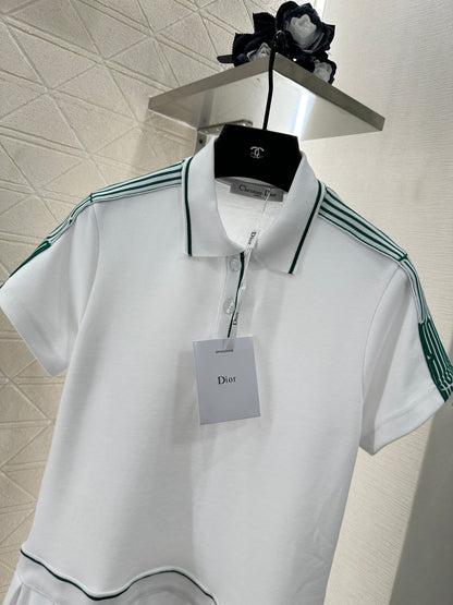 D 25 Pleated Ribbon Short-Sleeve Dress