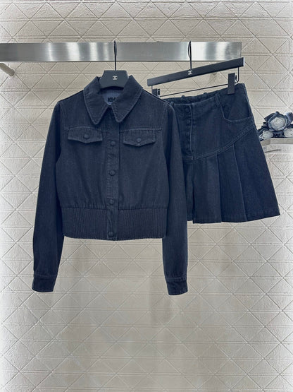 25 Retro Denim Jacket and Skirt Set