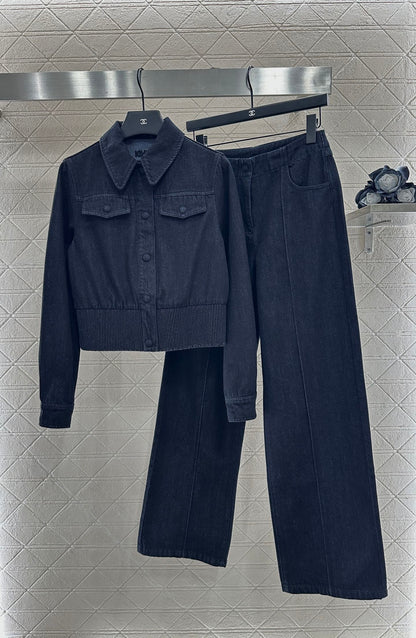 25 Retro Denim Jacket and Pants Set