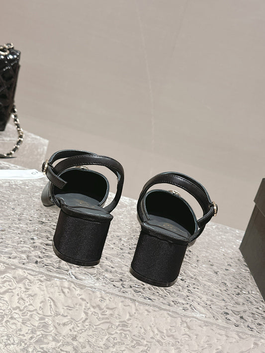 slingbacks 45 black lambskin grosgrain