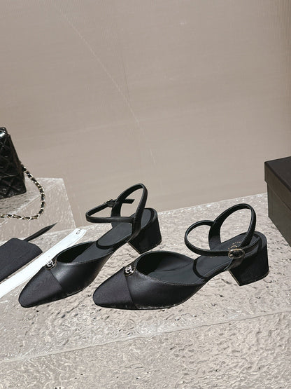 slingbacks 45 black lambskin grosgrain