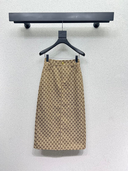 G 25 classic jacquard khaki skirt