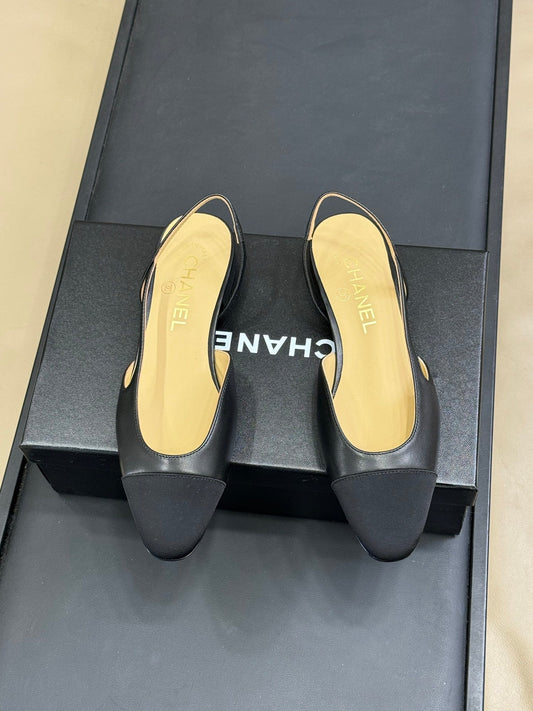 Classic Slingback Black Beige Goatskin Black Grosgrain 282286