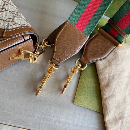 Horsebit 1955 mini shoulder bag Beige and ebony