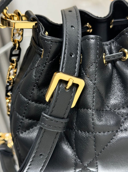 Small Jolie Bucket Bag Black Macrocannage Lambskin and Calfskin