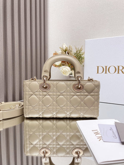 Micro / Small / Medium Lady D-Joy Bag Sand-Colored Cannage Lambskin