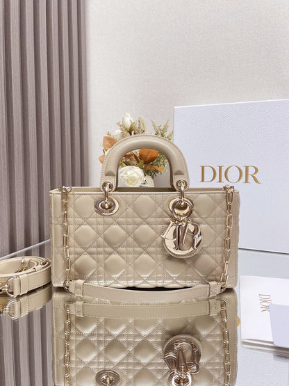Micro / Small / Medium Lady D-Joy Bag Sand-Colored Cannage Lambskin