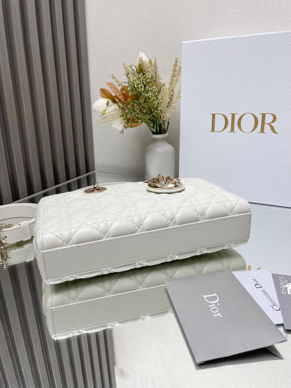 Micro / Small / Medium Lady D-Joy Bag Latte Cannage Lambskin