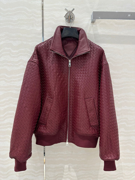 Bo 24fw woven leather jacket