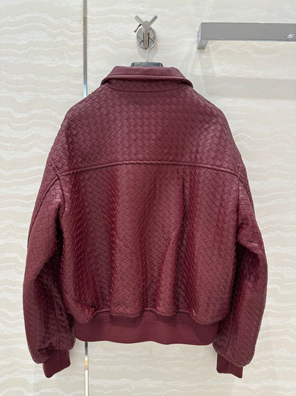 Bo 24fw woven leather jacket