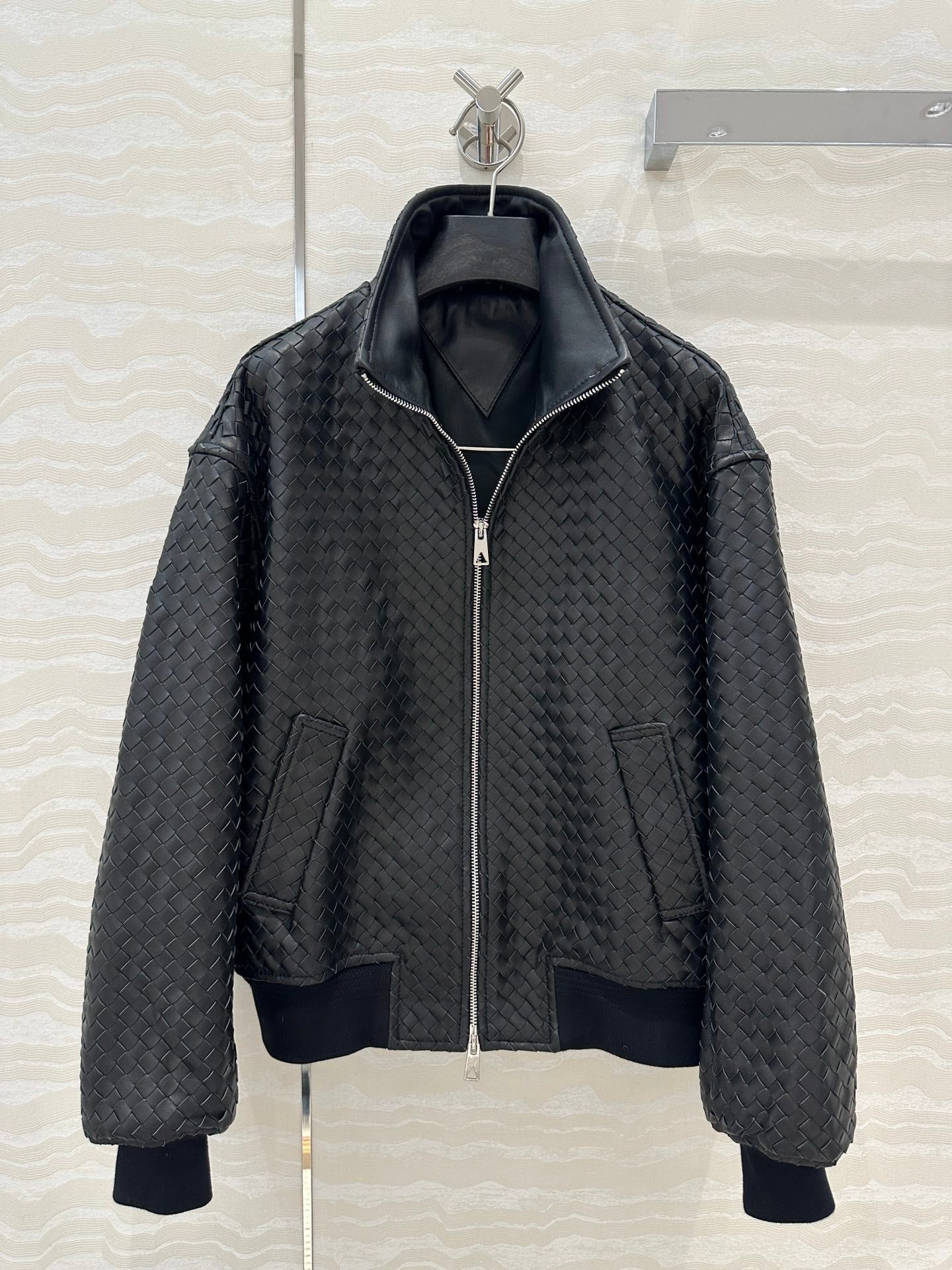 Bo 24fw woven leather jacket
