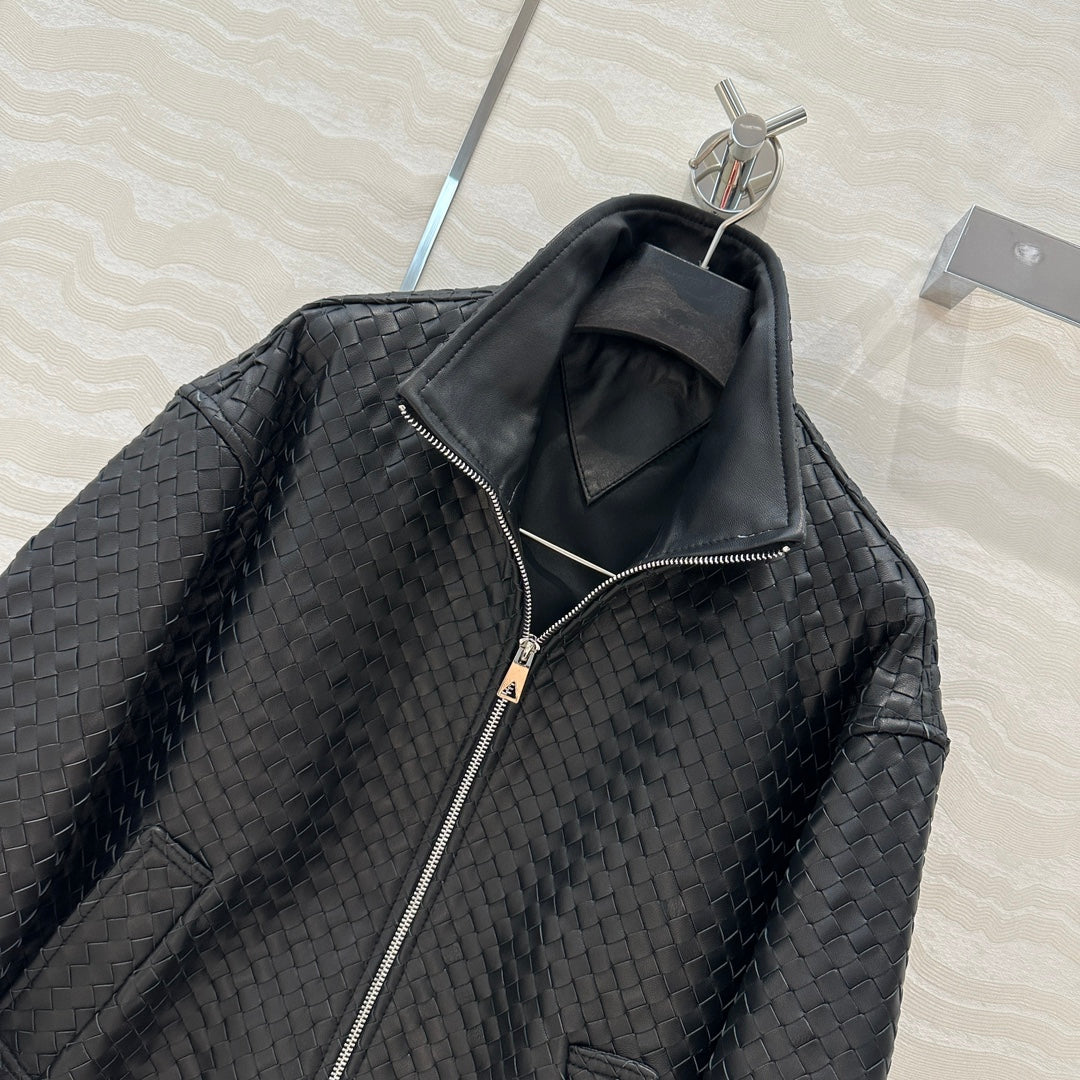 Bo 24fw woven leather jacket