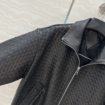 Bo 24fw woven leather jacket