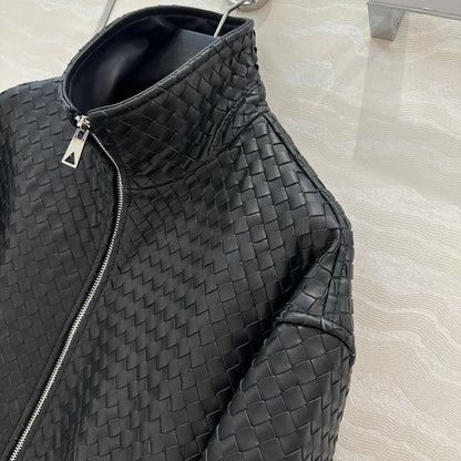 Bo 24fw woven leather jacket