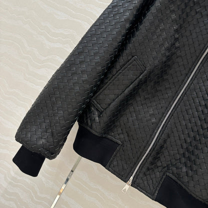 Bo 24fw woven leather jacket
