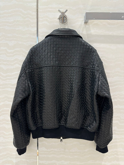 Bo 24fw woven leather jacket