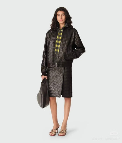 Bo 24fw woven leather jacket