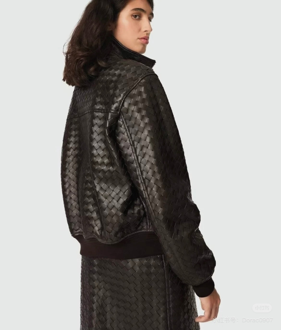 Bo 24fw woven leather jacket