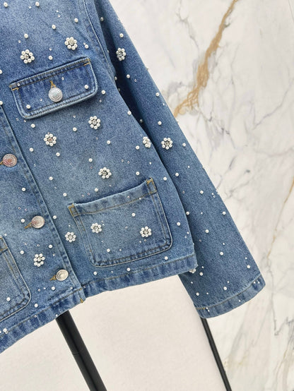 ma 25ss beaded denim jacket