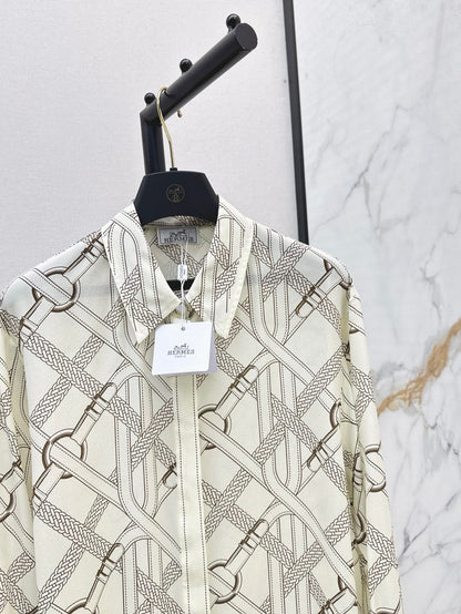 H 25ss Silk printed shirt