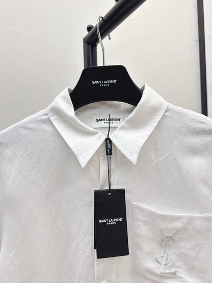 Sa 25ss embroidered linen shirt