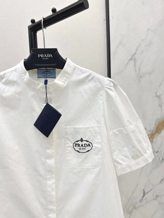 Pocket-Embroidered Solid Color Polo Short Sleeve