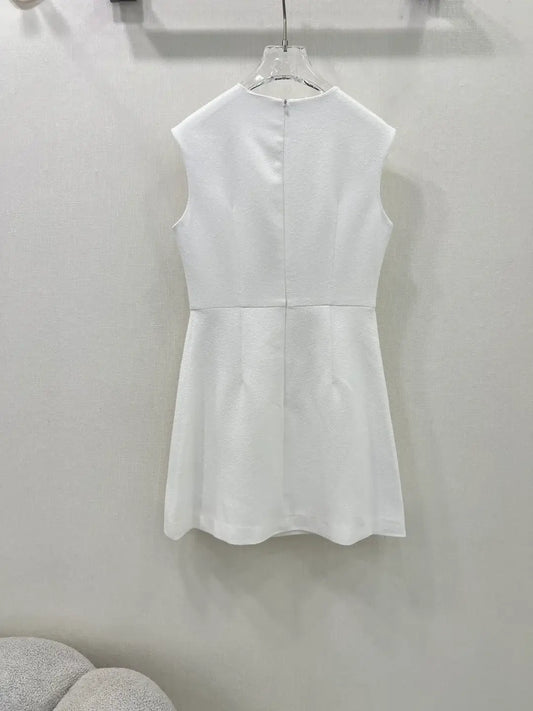 Elegant Brooch-Accented Brushed-Touch Dress