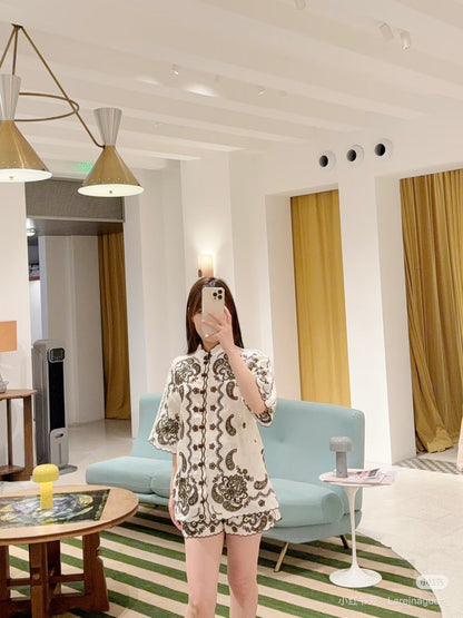 25ss linen embroidered short