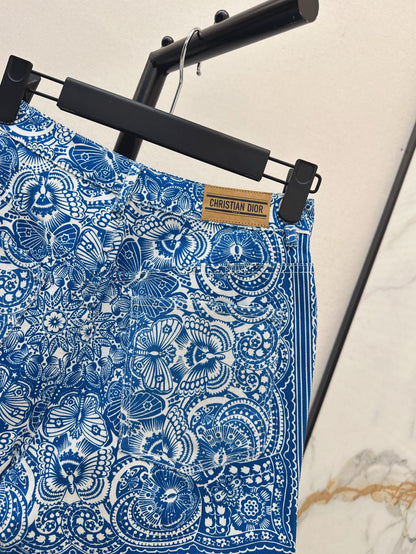 25ss print denim short