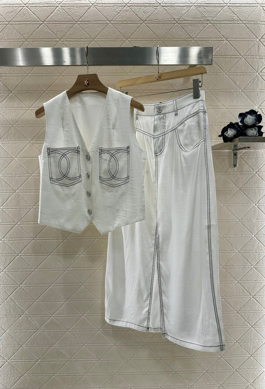2025 new product Vest slit long skirt suit
