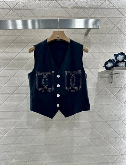 2025 new product Double C vest shorts set