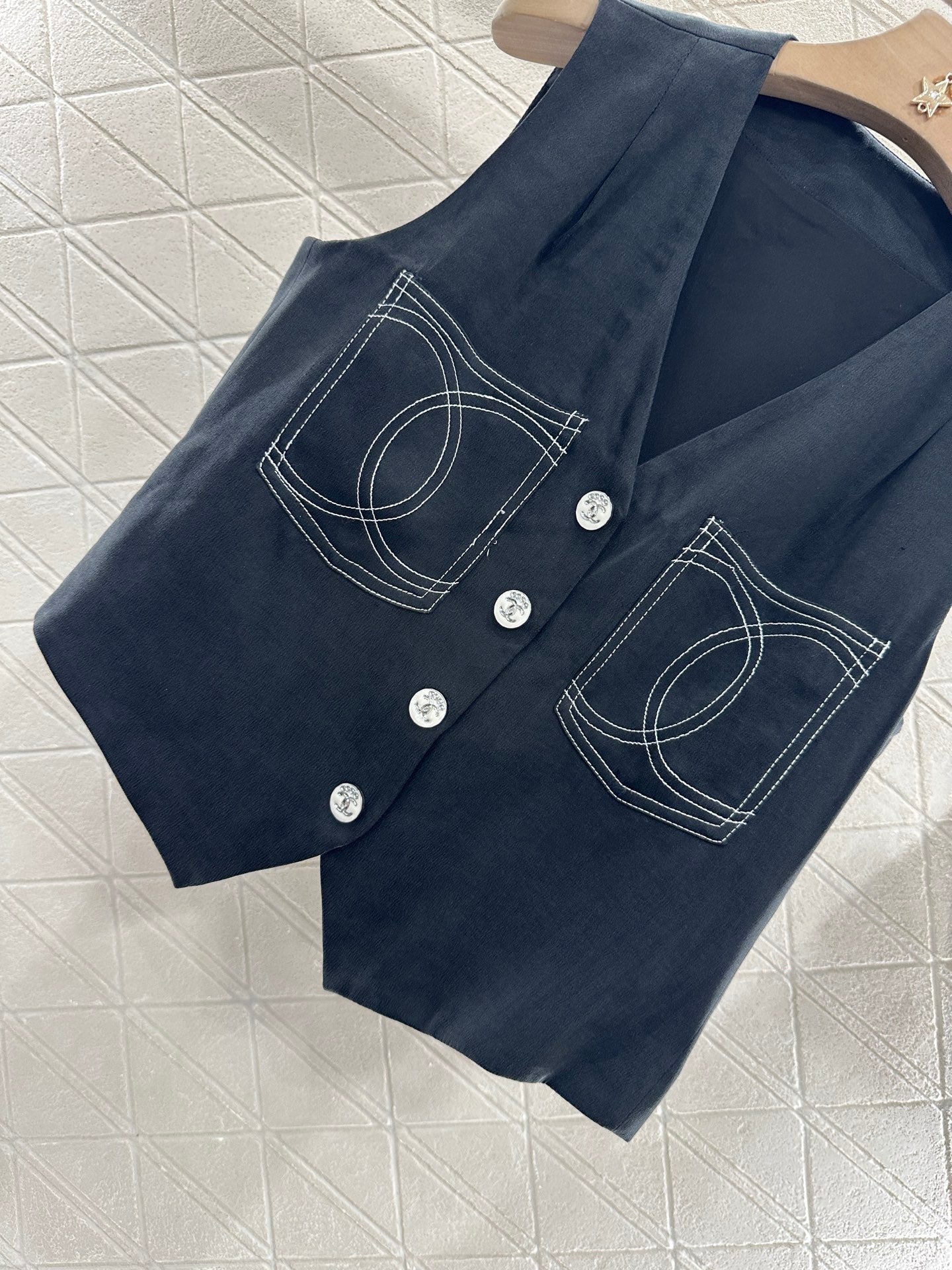 2025 new product Double C vest shorts set