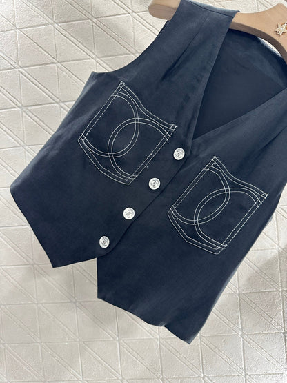 2025 new product Double C vest shorts set