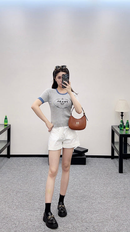 25 new product Embroidered knitted short sleeves