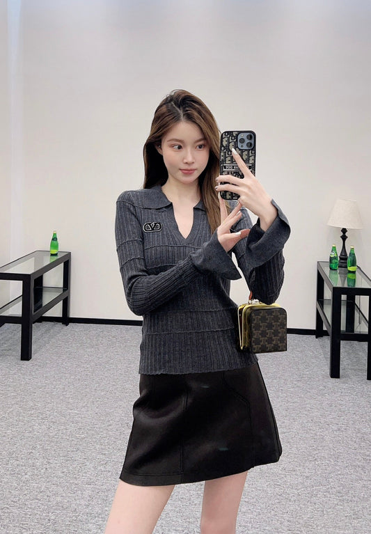 25 New Arrival Lapel Knit Top