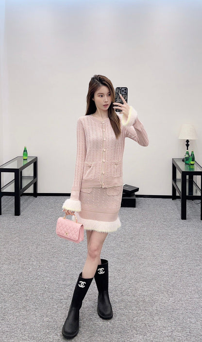 25 New Arrival Knitted Skirt Long-Sleeved Set
