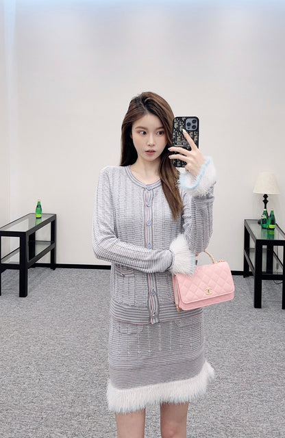 25 New Arrival Knitted Skirt Long-Sleeved Set