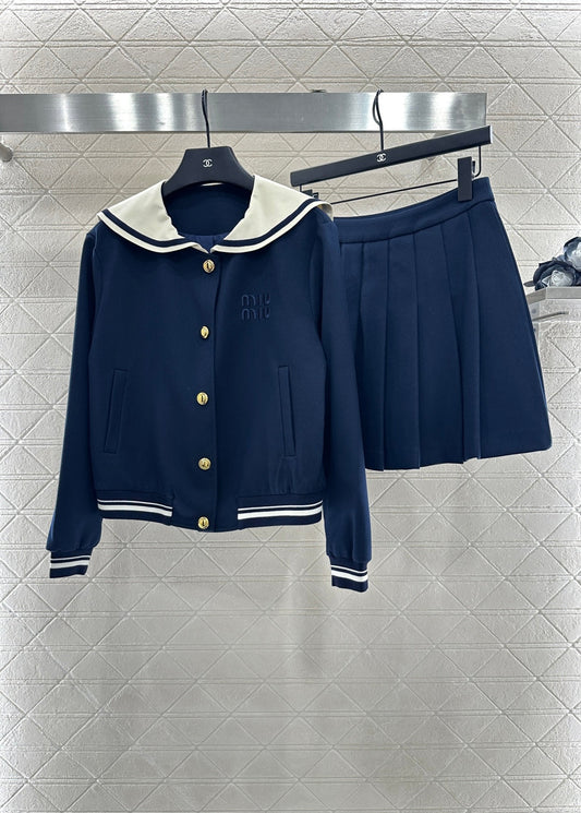 25fw Shawl Collar Jacket Pleated Skirt Suit