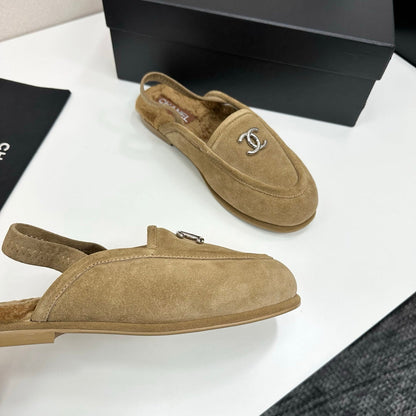 25 Casual suede slippers with fleece lining（KHAKI/BLACK/BROWN/BEIGI）