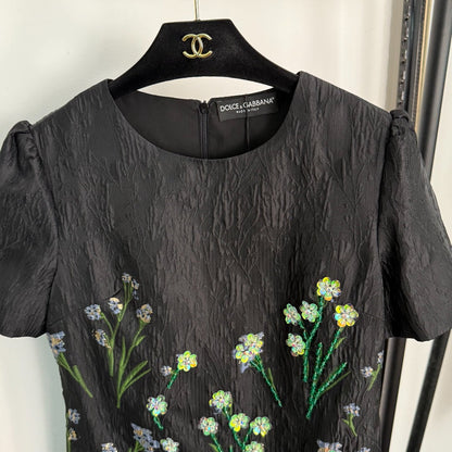 25 new sequined flower jacquard dress