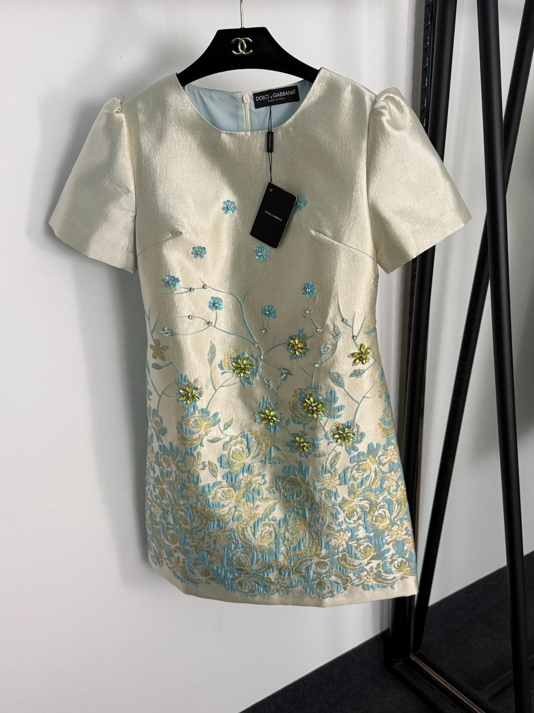 25 new diamond beaded silk jacquard dress
