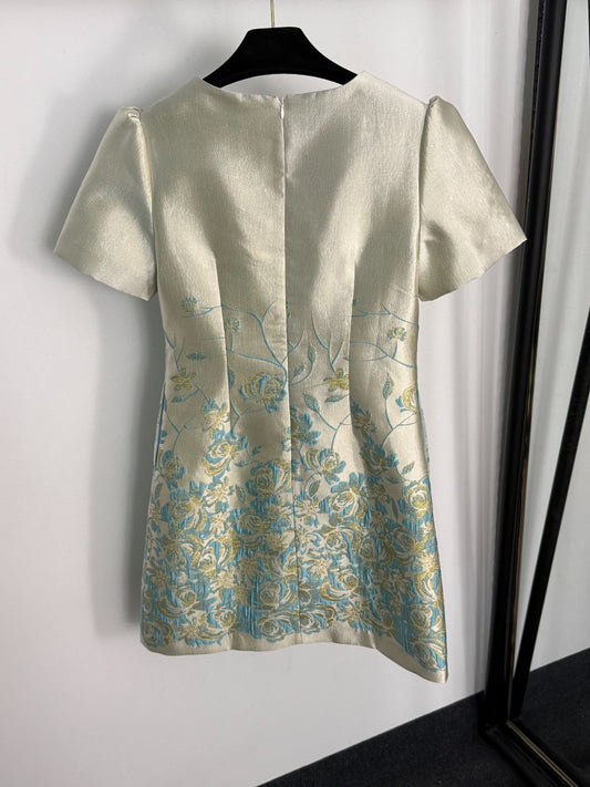 25 new diamond beaded silk jacquard dress