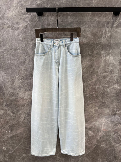 25 new pearl print logo wide-leg jeans