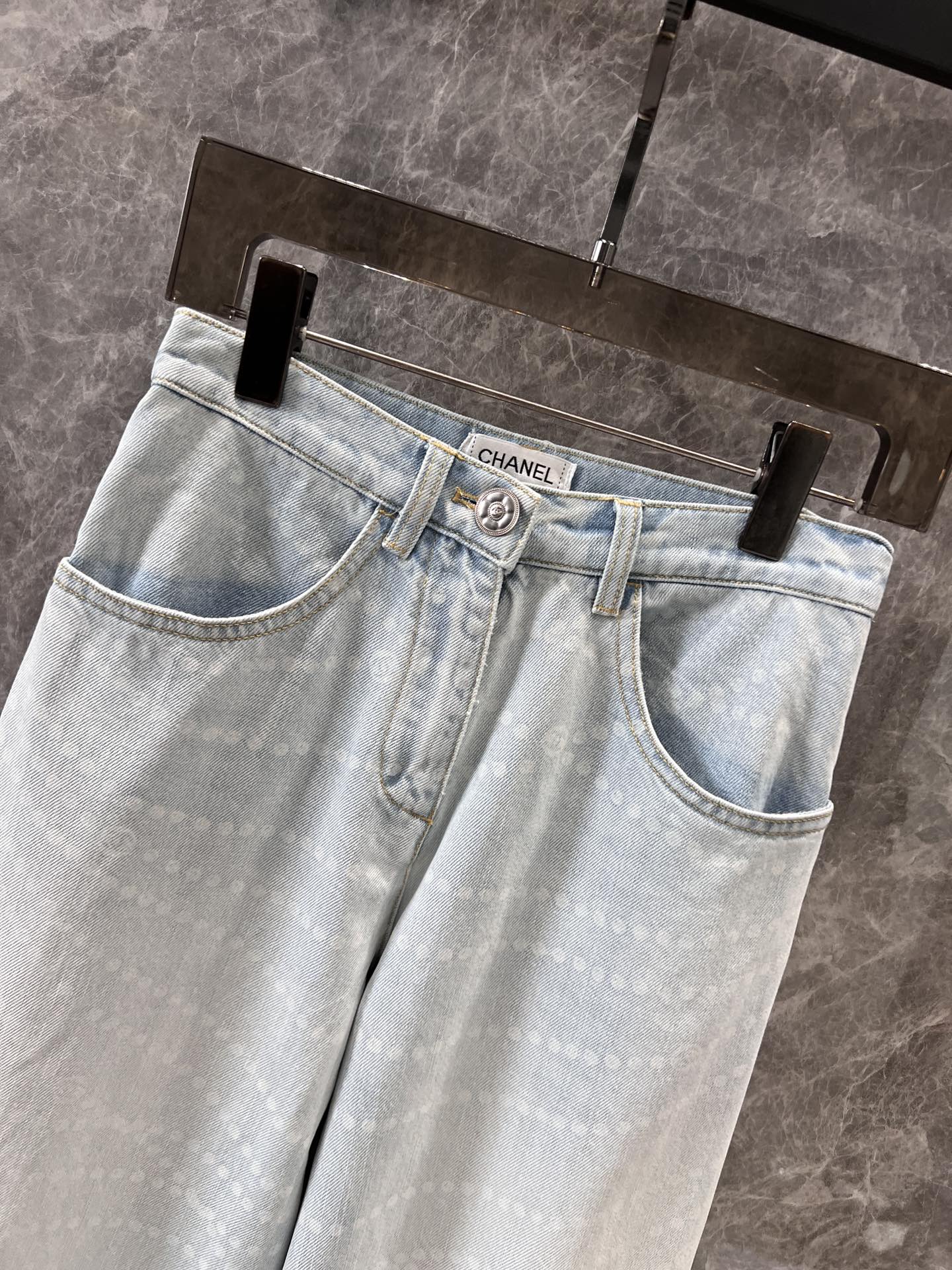 25 new pearl print logo wide-leg jeans